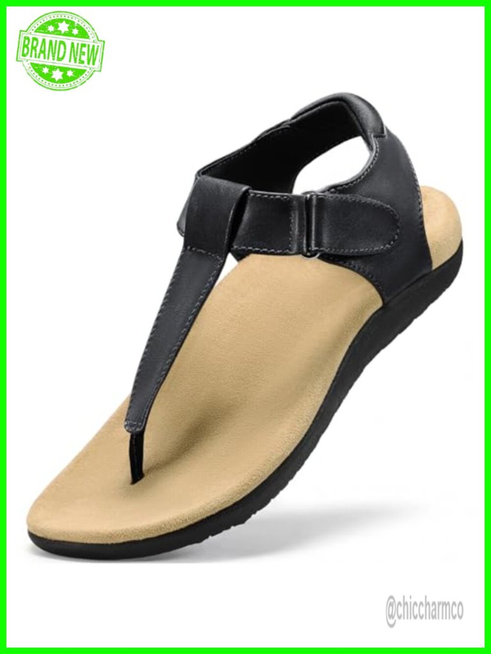 Orthopedic Arch Support Sandals with Adjustable Velcro Straps, Suede Footbed,